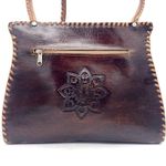 Vintage Tooled Leather Purse Made in Syria Brown Shoulder Bag Western Boho Photo 2
