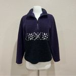 Croft & Barrow Vintage C&B Sport Purple and Black Snowflake Embroidered Fleece Size Small Photo 4