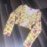 Torrid  Floral Yellow Long Sleeve Crop Top Photo 0