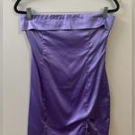 Elegant Purple Silk Strapless Dress Size L Photo 0