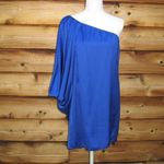 Aidan Mattox Blue One Shoulder Drape Dress Photo 2