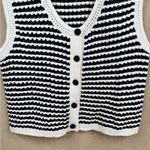 Joie  Navy and White Striped Button Knit Vest Top Sleeveless Size XL Photo 3