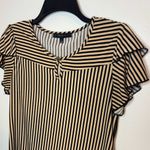 Atelier 29 Black and Tan Striped Ruffle Sleeve Blouse Size Small Photo 2