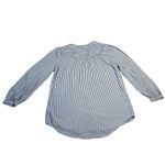 Old Navy Stripe Shirred Tunic Button Up Blouse Size Medium Nautical Coastal Photo 2