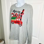 Love in Faith Merry Christmas Truck Long Sleeve Tshirt Marled Grey Red S Gray Photo 5