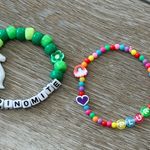 Handmade NEW Lot Of 2 Kandi Bracelets EDM Rave Festival Dinosaur PLUR Colorful Fun Photo 1