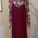 Cranberry maxi dress with mesh floral top pockets NWOT 2fer Red Size undefined Photo 0