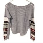 Free People  We The Free Womens Grey Patchwork Sleeves Crewneck Slub Sweatshirt Photo 4