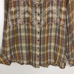 Free People  Embroidered Magical Plaid Buttondown Shirt Size XS Photo 3
