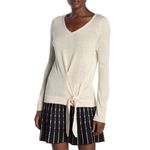 Max Studio Tie Front Sweater Oatmeal Color XS Photo 1