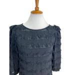 California Spice Eyelash Fringe Blouse Black Size M Vintage 80โs Mob Wife Glam Size M Photo 6