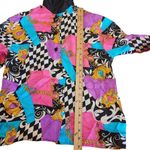 Adrianna Papell  Vintage Silk Bright Long Sleeve Button Top Vibrant Size 4 Retro Photo 5