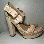 Stuart Weitzman  Platform Sandals Espadrille Raffia 5" Heels Beige Size‎ 8 Photo 0
