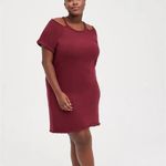 Torrid Plus Size Maroon Cozy Mini Fleece Cold Shoulder Dress Photo 1