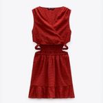 ZARA  Rust Eyelet Cutout Dress Size M Sleeveless Summer Boho Ruffle Hem Photo 3