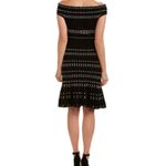 Adelyn Rae  Karissa Off Shoulder Polka Dot Stripe Sweater Ruffle Hem Midi Dress S Photo 1