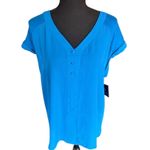 Fortune + Ivy  Blue Button-Front Short Sleeve Blouse – Size L NWT Photo 1