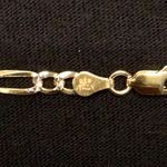 Gold Chain Figaro Two Tone 20in 3mm .925 Italy Photo 2