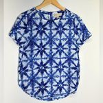 Michael Kors  Blue/White Tie Dye Crepe Shirt Size Small Photo 1