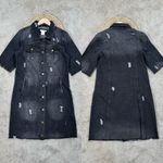 K. Jordan Women’s Cotton Long Destructed Jean Jacket Dress in Black Wash M Size M Photo 0