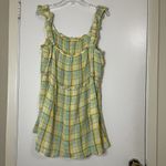 Anthropologie  Yellow plaid flannel cotton mini tank dress size large Photo 5