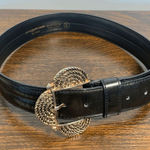 Accessory Lady Black and Gold Italian Leather Belt Photo 0