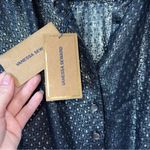 NEW Vanessa Seward Silk Gunmetal Silver Metallic Robe Cherry Belted Dress Small Photo 6