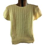 Knit Maven Womens Yellow Short Sleeve Ivory Knit Sweater Top Size M Size M Photo 2