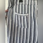 Per Se  LINEN BLEND BEACHY NAVY/GREY/WHITE STRIPED WIDE LEG CAPRI PANTS; size 3X Photo 4
