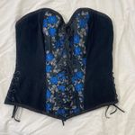 Ethereal Whimsygoth Gothic Black Velvet Blue Lace Up Corset Top Size undefined Photo 3