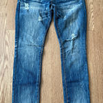 Almost Famous  Distressed Blue Straight Leg Distressed Denim Women’s Size 9 Photo 0