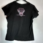 Harley Davidson Pink Rhinestone Logo Black Tee Shirt Womens XL USA Made Photo 8