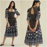 Anthropologie Dasha Smocked Midi Dress Neck Tie Size XL Photo 1