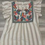 L LOVE  Medium Linen Like Boho Style Shirt with Embroidered detail, Flowy Photo 0