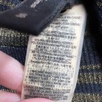 BCBGMAXAZRIA Sparkly Striped Mock Neck Blue Gold Sheer Long Sleeve Size Small Photo 4