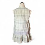 Free People  Plaid Gauze Tunic Dress Mini Smocked Ruffle Lilac Trim XS Photo 1