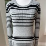 Gap Gray Black Striped Ribbed Stretch Knit Crewneck Long Sleeve Dress Sz Medium Photo 10