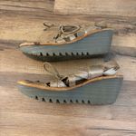 Fly London  Yapi Metallic Gold Leather Ghillie Wedge Sandals Photo 8