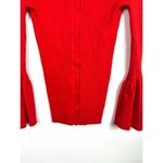 CAbi red ribbed button up sweater flared sleeves Photo 2