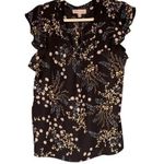 T7 Y2K VTG Philosophy Republic Clothing Black Floral Flutter Sleeve V Neck Top Size M Photo 0