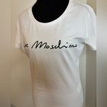 Love moschino  White Tee with Black Script Size 8 Photo 2