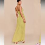 Pretty Little Thing Lime Woven Pleated Hem Detail Spaghetti Maxi Dress Photo 1