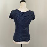 Forever 21  Striped Henley Snap Shirt‎ Small Navy Blue Crew Neck Layering Tee Y2K Photo 4