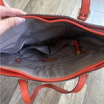 Anne Klein Geometric Brown Tote with Red Straps Photo 4