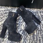 Saint Laurent Mina Cherry 95  Mazzi Buckle Platform Suede Booties Cachemire Nero Size 39 Photo 2