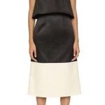 Alexis Caprice satin Two Tone Dress with Overlay detail off white and black sz S Photo 0