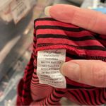 Notations Cute red black striped blouse roll sleeve pockets  petite small office Photo 4