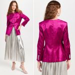 Veronica Beard Cencia Magenta Velvet Collarless Jacket Size 2 Photo 2