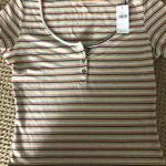 American Eagle  Y2K style color striped henley top Shirt Photo 0