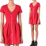 Maje Red Zip Fit and Flare Cocktail Dress. Size 1 Photo 1